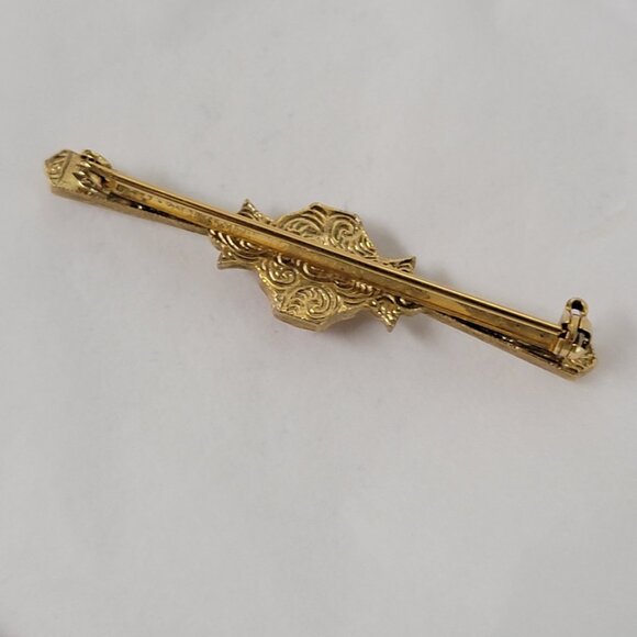 1928 Company Faux Cameo and Pearl Bar Brooch - Picture 9 of 9